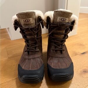 UGG Chocolate and Black Lace-Up Boots